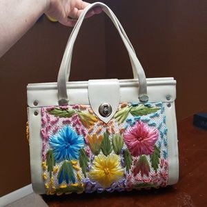 Vintage embroidered floral satchel